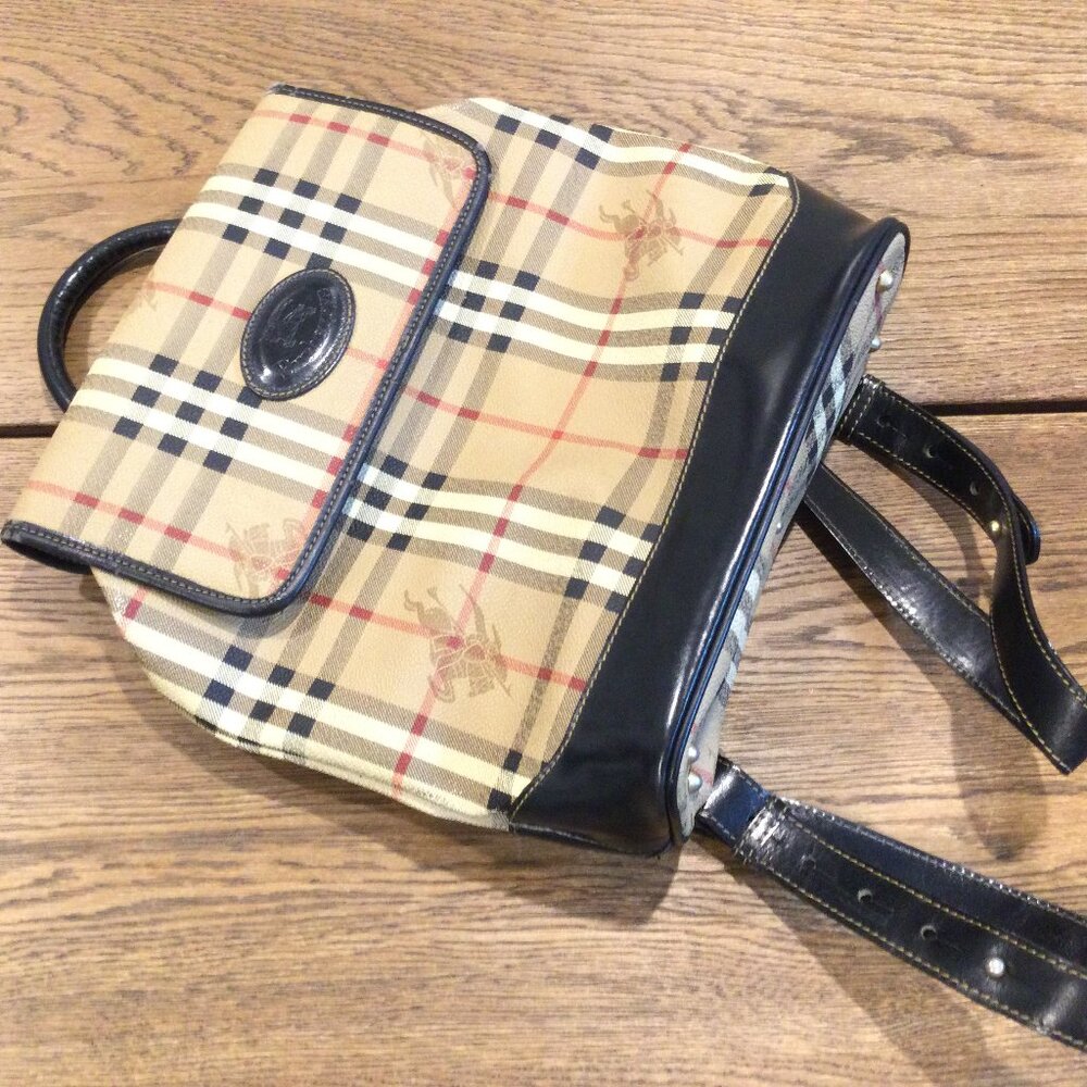 Burberry Beige and Black Check Backpack